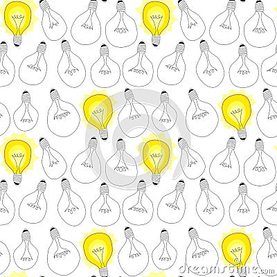 Think Different Bulb Lamps seamless background Stock Photo