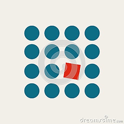 Think different, business abstract vector concept. Symbol of unique, creative leadership. Minimal illustration. Vector Illustration