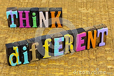 Think different ambition open mind change creative leadership Stock Photo