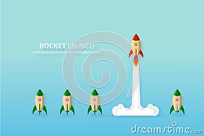 Think different,the rocket flying to the sky move for success in life concept of courage, enterprise, confidence, belief, fearless Vector Illustration