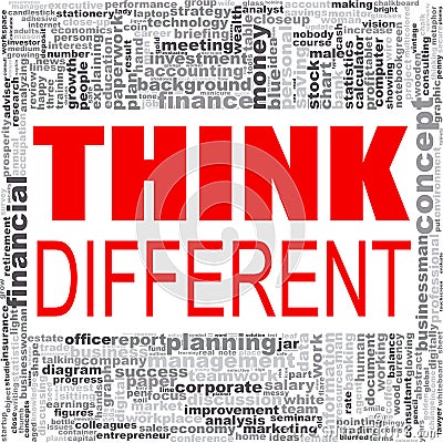 Think different word cloud Cartoon Illustration