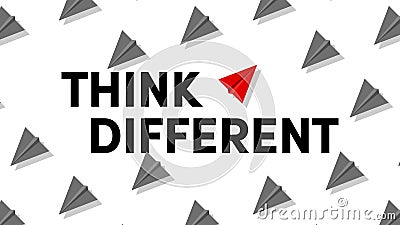 Think differently. Business metaphor with paper planes. Vector Vector Illustration