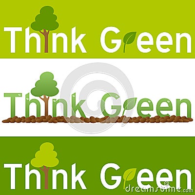 Think Green Concept Banner Vector Illustration