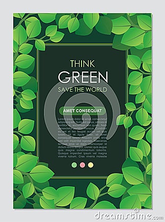 Think Green Frame and border. Go green leaves concept Stock Photo