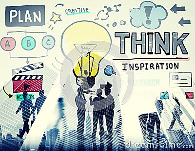 Think Inspiration Knowledge Solution Vision Innovation Concept Stock Photo