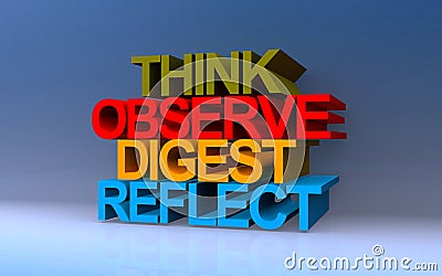 think observe digest reflect on blue Stock Photo