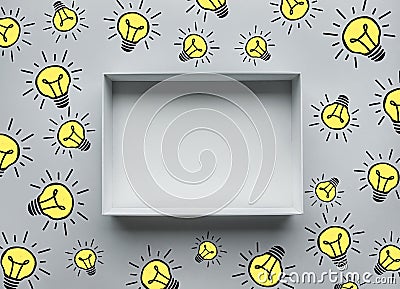 Think out of the box concepts box and lightbulb drawing sign element.creativity ideas Stock Photo