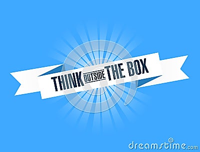 think outside the box bright ribbon message Stock Photo