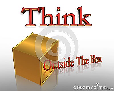 Think Outside the Box Business Slogan Cartoon Illustration