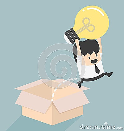 Think outside the box concept to success Vector Illustration