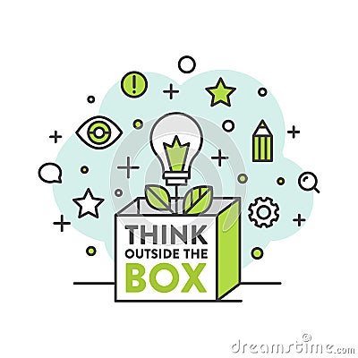 Think Outside the Box Concept Vector Illustration