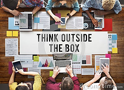 Think Outside The Box Creativity Ideas Imagine Concept Stock Photo