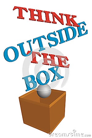 Think Outside The Box Cartoon Illustration