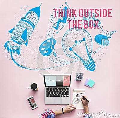 Think Outside The Box Ideas Creativity Imagination Concept Stock Photo