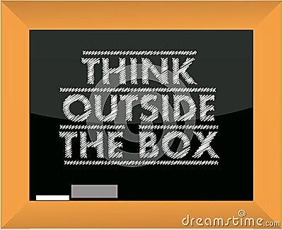 Think outside the box title blackboard Cartoon Illustration