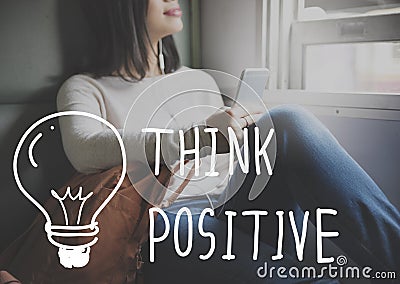 Think Positive Attitude Optimism Inspire Concept Stock Photo
