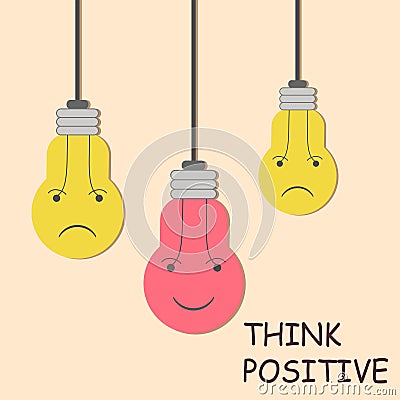 Think positive color bulb design concept, stock vector illustration Vector Illustration