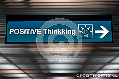 Think positive concept. sign positive thinking with lightbulb Stock Photo