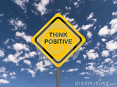 Think positive yellow sign Stock Photo