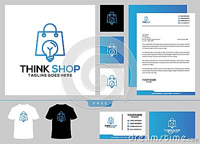 Think shop Logo Design Template And Business Card Vector Illustration