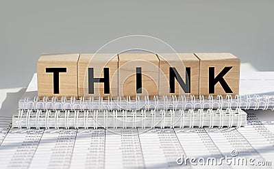 Think word. Conceptual message for creativity, finding business solutions and focusing Stock Photo