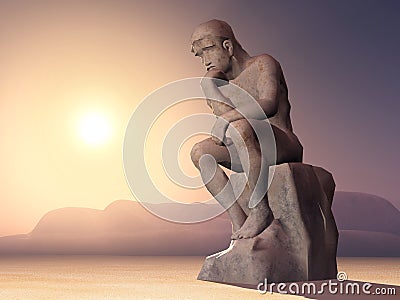 The Thinker Cartoon Illustration