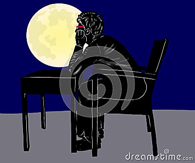 Thinker sitting on the chair Stock Photo