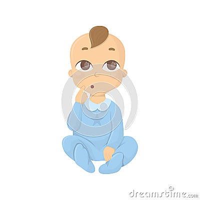 Thinking baby boy. Vector Illustration