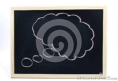 Thinking Cloud drawn on a blackboard with white crayon Stock Photo