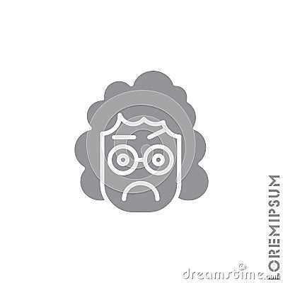 Thinking face emoji girl, woman icon. style sign for mobile concept and web design. Emoji pondering face simple vector icon. Vector Illustration