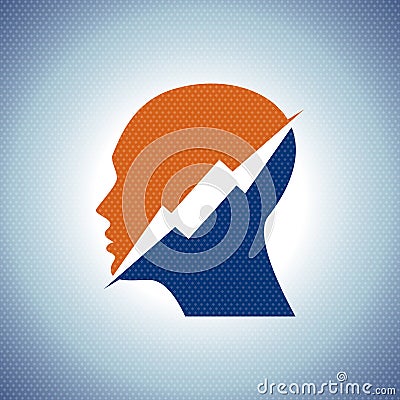 Thinking Head a lightning Vector illustration . Vector Illustration