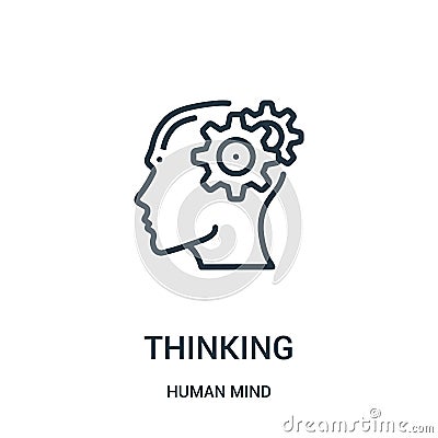 thinking icon vector from human mind collection. Thin line thinking outline icon vector illustration. Linear symbol for use on web Vector Illustration