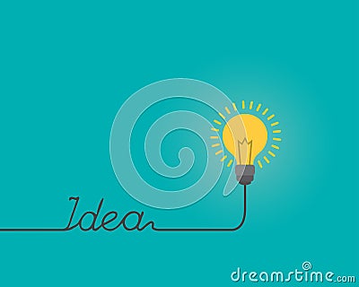 Thinking idea lightbulb shape for text `IDEA`, Inspiration concept, Flat style illustration. Stock Photo
