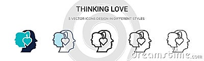 Thinking love icon in filled, thin line, outline and stroke style. Vector illustration of two colored and black thinking love Vector Illustration