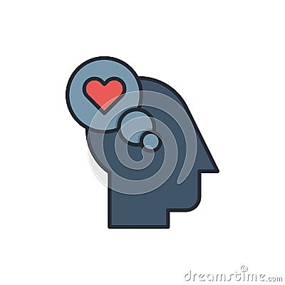 Thinking of love vector icon symbol fall in love isolated on white background Vector Illustration