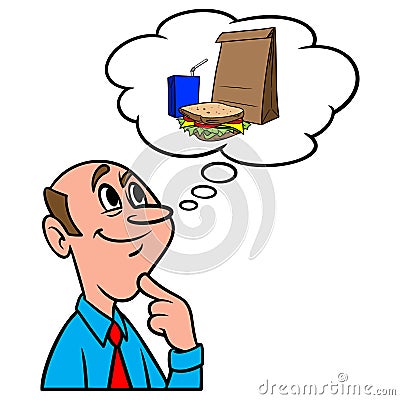 Thinking about Lunch Vector Illustration