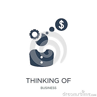 thinking of making money icon in trendy design style. thinking of making money icon isolated on white background. thinking of Vector Illustration