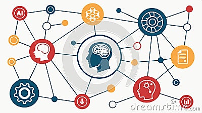 Cognitive process network, symbolizing thinking mechanism and mental activity illustration. vector design Generative AI Vector Illustration