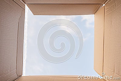 Thinking out of box or freedom concept. Creativity or thinking outside the box. Implies inspirational thoughts, bright new ideas, Stock Photo