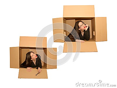 Thinking outside of the box Stock Photo