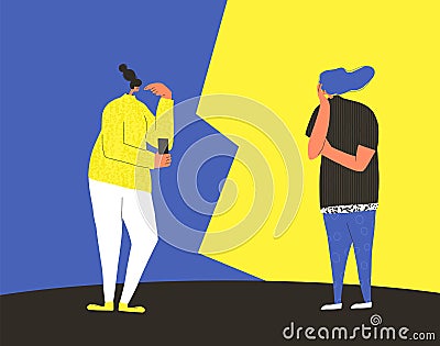 Conflict. Adult man vs woman vector concept Vector Illustration