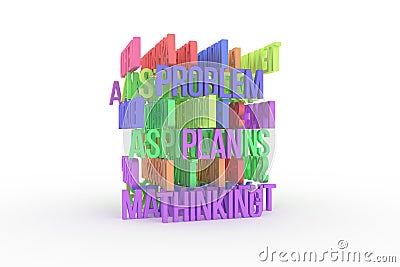 Thinking, Problem, Plan, business conceptual colorful 3D rendered words. Backdrop, wallpaper, typography & design. Cartoon Illustration