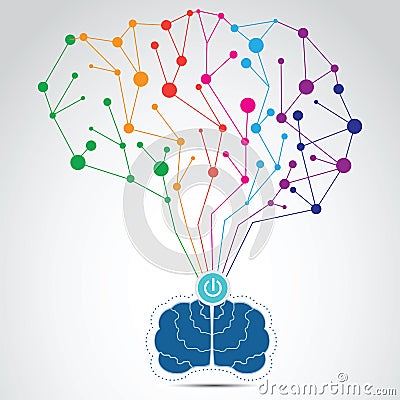 Thinking process concept, brainstorming, good idea, brain connection - vector Vector Illustration
