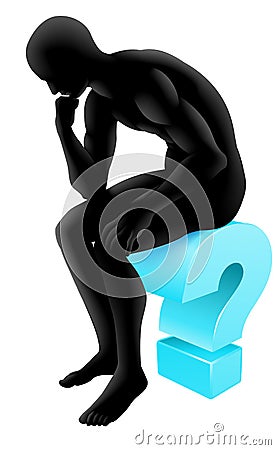 Thinking on question mark silhouette Vector Illustration