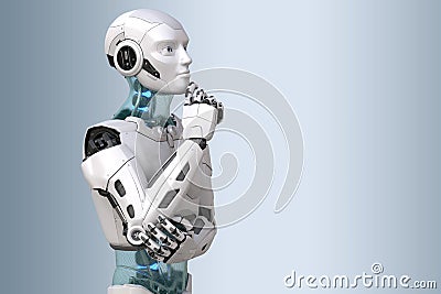 Thinking robot. 3D illustration Cartoon Illustration