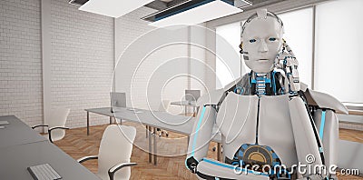 Thinking Robot Engineering Office Stock Photo