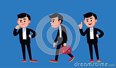 Thinking, thoughtful, uncertain, puzzled businessman. Vector Illustration