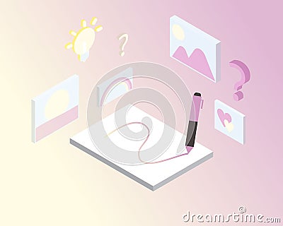 Thinking about what to draw or what content to create Vector Illustration