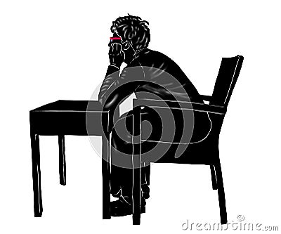 Thinker sitting on the chair Stock Photo