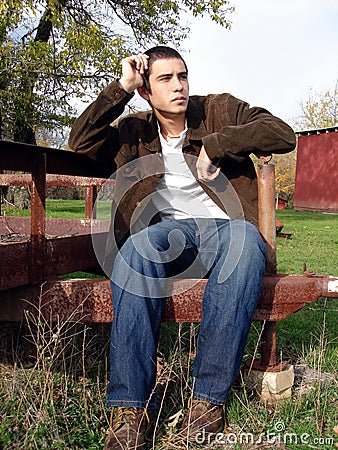 Thinking Young Man Stock Photo